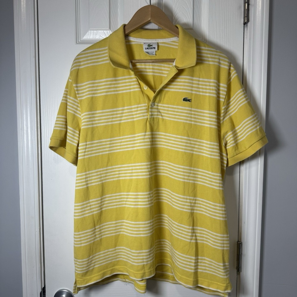 LACOSTE yellow stripe polo shirt Men's size‎ 8 XXXL 3X Preppy